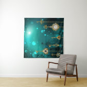 Antiek Skeleton Keys op groene achtergrond Wandkleed (In Situ (horizontaal))