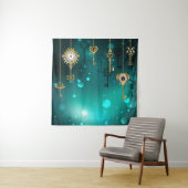 Antiek Skeleton Keys op groene achtergrond Wandkleed (In situ)