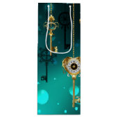 Antiek Skeleton Keys op groene achtergrond Wijn Cadeautas (Voorkant)