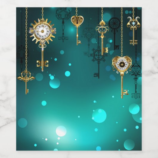 Antiek Skeleton Keys op groene achtergrond Wijn Etiket (Enkel label)