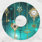 Antiek Skeleton Keys op groene achtergrond Wijnglaslabel (Voorkant)