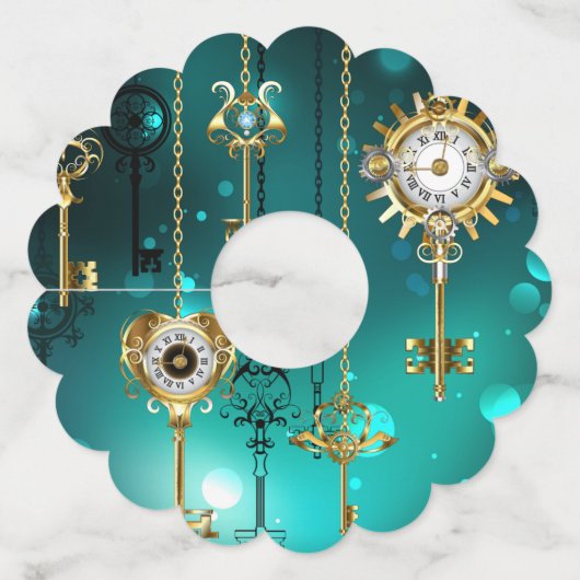 Antiek Skeleton Keys op groene achtergrond Wijnglaslabel (Voorkant)