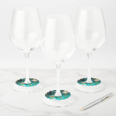 Antiek Skeleton Keys op groene achtergrond Wijnglaslabel (Set)