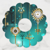 Antiek Skeleton Keys op groene achtergrond Wijnglaslabel (Achterkant)