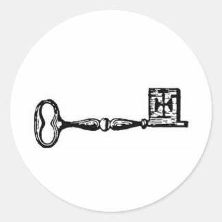 Antiek skeletsleutelgravering ronde sticker