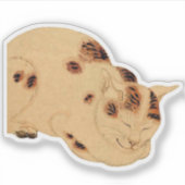Antiek Slaapkat Japans Woodblock Ukiyo-e Sticker (Voorkant)