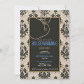 Antiek  Sleutel Damask Housewarming Party Kaart (Voorkant)