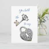Antiek sleutel en hartslot zwart wit Valentijns Feestdagenkaart (Staand voorkant)