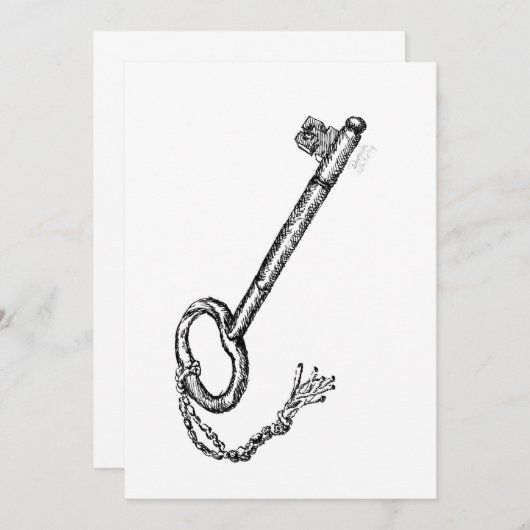 Antiek sleutel kaart (Voorkant / Achterkant)