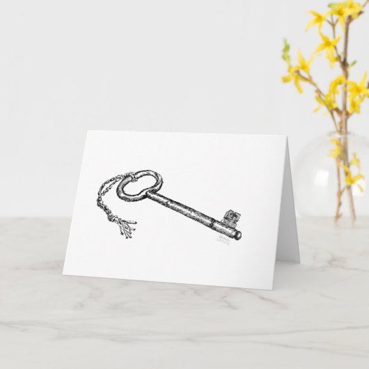 Antiek sleutel kaart (Gele Bloem)