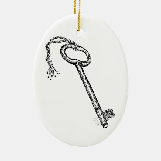 Antiek sleutel keramisch ornament (Achterkant)