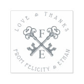 Antiek  Sleutel Monogram Initialen Circle Crest Zelfinktende Stempel (Design)