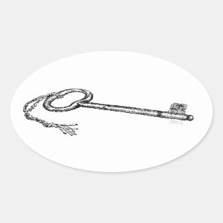 Antiek sleutel ovale sticker