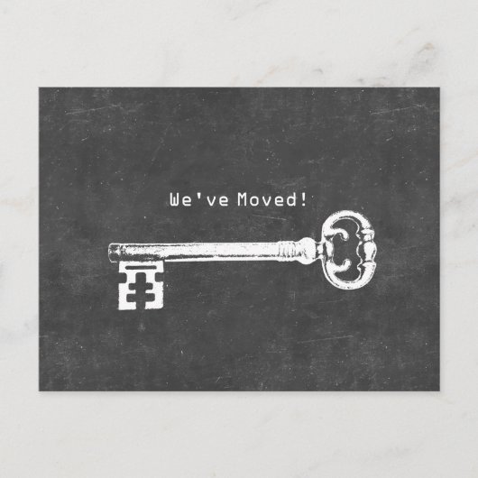 Antiek sleutel schoolbord Nieuw adres Verhuizen Aankondigingskaart (Voorkant)