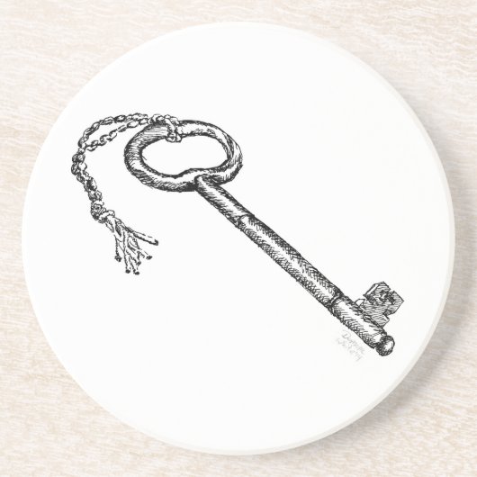 Antiek sleutel zandsteen onderzetter (Voorkant)