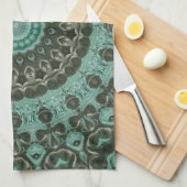 Antiek smaragd en turquoise medaillon theedoek (Quarter Fold)