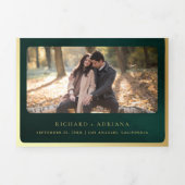 Antiek Smaragd Groen Goud Scroll Middeleeuwse Brui Drieluik Uitnodiging (Cover)