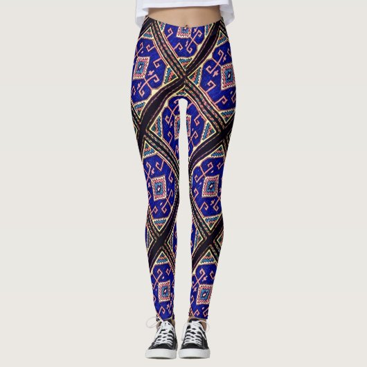 Antiek Soumak Oriental Rug Design Leggings (Voorkant)