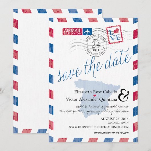 Antiek Spanje Airmail Save the Date (Voorkant / Achterkant)