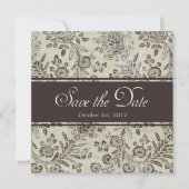 Antiek sparen de Datum Floral Douane Save The Date (Voorkant)