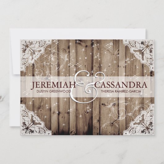 Antiek Sparkle Witte Kant Huwelijksuitnodiging Kaart (Voorkant)