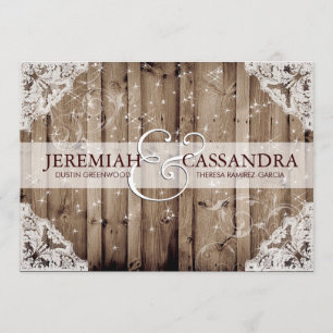 Antiek Sparkle Witte Kant Huwelijksuitnodiging Kaart