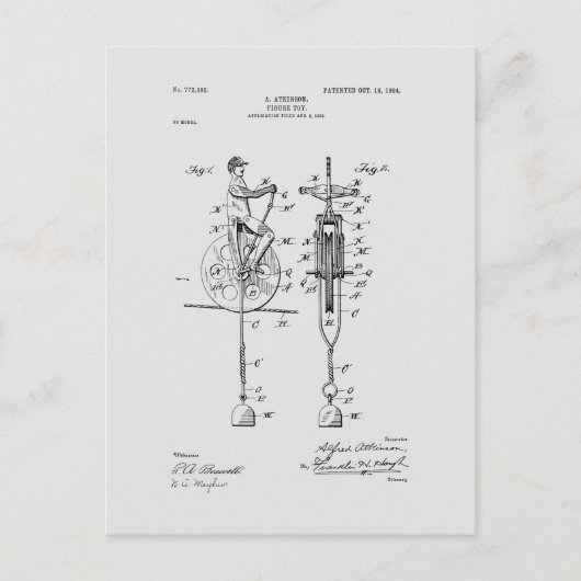 Antiek Speelgoed 1904 Patenttekening Briefkaart (Voorkant)