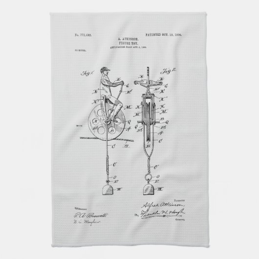 Antiek Speelgoed 1904 Patenttekening Theedoek (Verticaal)