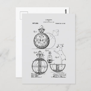 Antiek Speelgoed 1908 Roly Poly Patenttekening Briefkaart