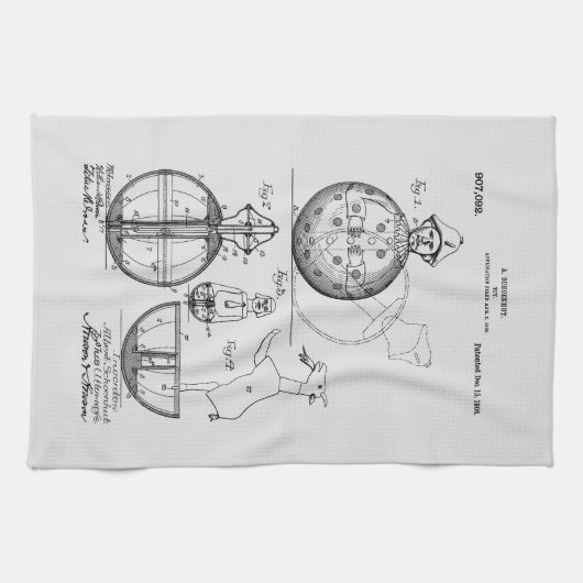 Antiek Speelgoed 1908 Roly Poly Patenttekening Theedoek (Horizontaal)