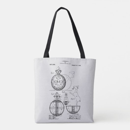 Antiek Speelgoed 1908 Roly Poly Patenttekening Tote Bag (Achterkant)