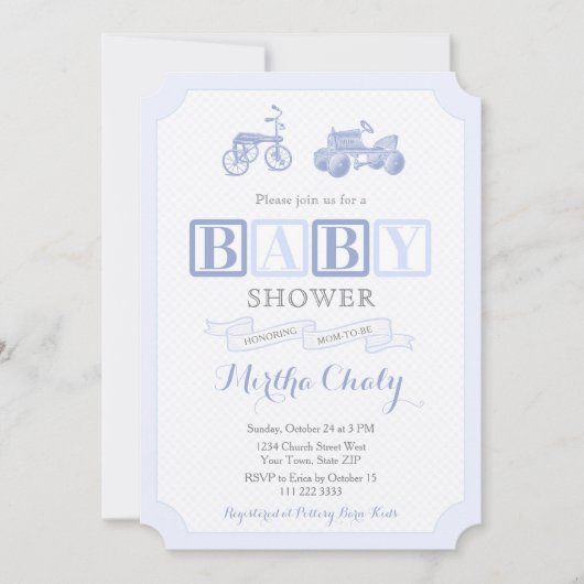 Antiek speelgoed ABC blokkeert Timeless Boy Baby s Kaart (Voorkant)