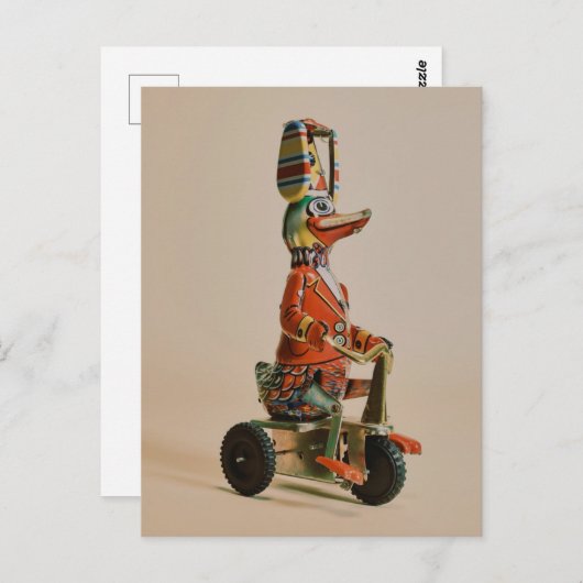  Antiek Speelgoed Duck op Bike Briefkaart (Voorkant / Achterkant)