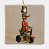  Antiek Speelgoed Duck op Bike Keramisch Ornament (Voorkant)