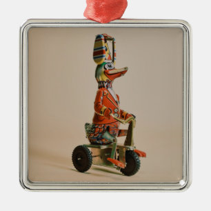  Antiek Speelgoed Duck op Bike Metalen Ornament