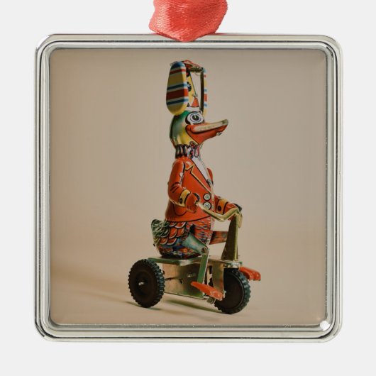  Antiek Speelgoed Duck op Bike Metalen Ornament (Voorkant)