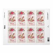 Antiek Speelgoed paard en Poinsettia kerstkeuken Etiket (Full Sheet)