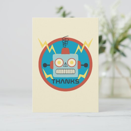 Antiek Speelgoed Robot Verjaardag Bedankkaart (Staand voorkant)