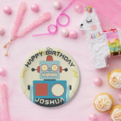 Antiek Speelgoed Robot Verjaardag Papieren Bordje (Feest)