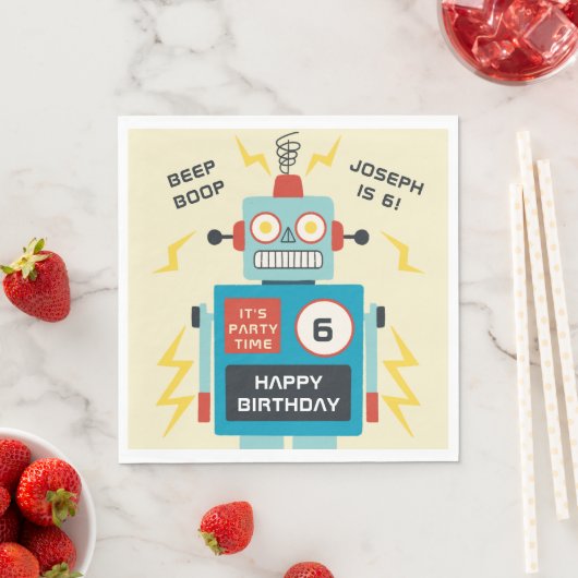 Antiek Speelgoed Robot Verjaardag Servet (Insitu)