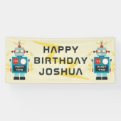 Antiek Speelgoed Robot Verjaardag Spandoek (Horizontaal)