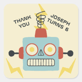 Antiek Speelgoed Robot Verjaardagsgunst Vierkante Sticker