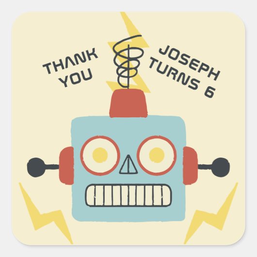 Antiek Speelgoed Robot Verjaardagsgunst Vierkante Sticker (Voorkant)