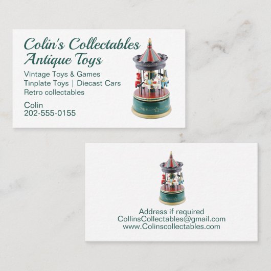 Antiek  Speelgoed Visitekaartje (Voorkant / Achterkant)