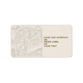 Antiek Spinning Wheel Arts Craft Adres Prijs Etiket (Voorkant)