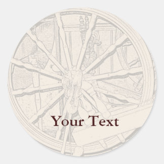 Antiek Spinning Wheel Arts Craft Sticker Naam Tag