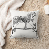 antiek springpaard zwart, wit kussen (Deken)