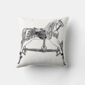 antiek springpaard zwart, wit kussen (Achterkant)