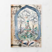 Antiek sprookjesdraak drieluik uitnodiging (Cover)