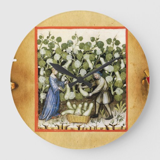 ANTIEK SQUASH HARVEST PARCHMENT Squashes Grote Klok (Voorkant)